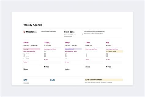 Notion Weekly To Do List Template