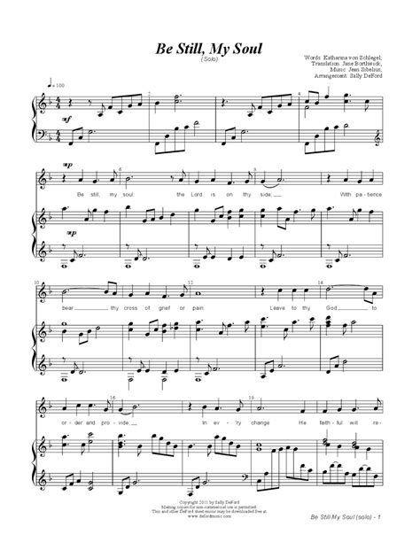 Be Still, My Soul (by Sally Deford -- Piano Solo) | Flute sheet music ...