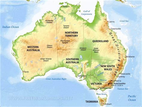 Physical Map of Australia | Large Australia Physical Map | WhatsAnswer