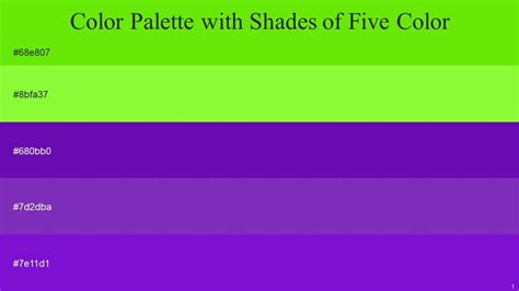 Color Palette With Five Shade Bright Green Green Yellow Purple Purple ...