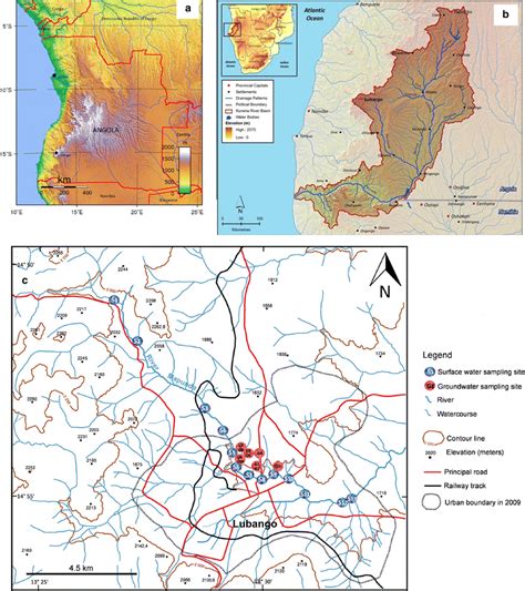 a Topographic map of Angola (2015), with the location of Lubango. b The ...