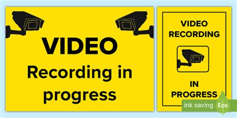 Video Recording in Progress Sign - Primary Resources