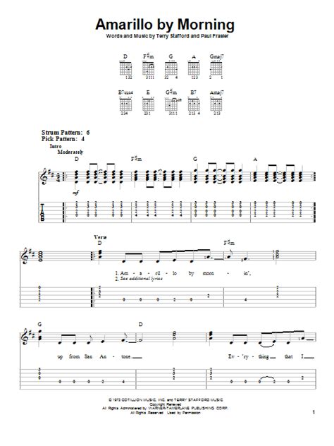 Amarillo By Morning by Terry Stafford - Easy Guitar Tab - Guitar Instructor