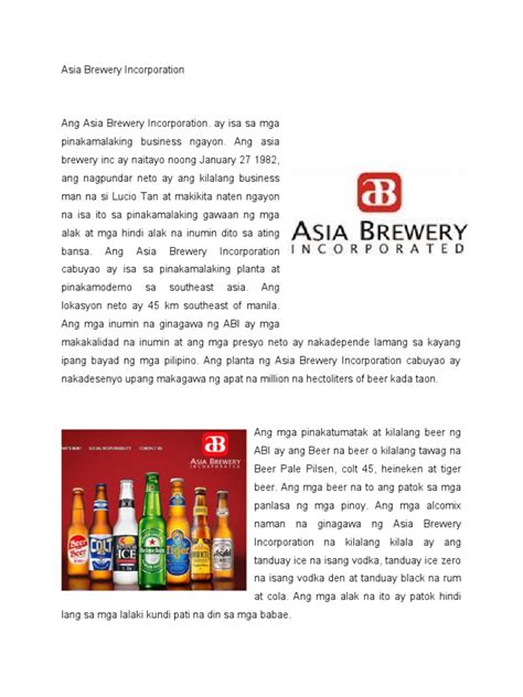 Asia Brewery Incorporation | PDF