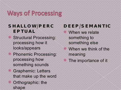 Psych Levels Of Processing Model Of Memory