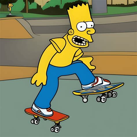 Bart Simpson Skateboarding in a Park Photograph · Creative Fabrica