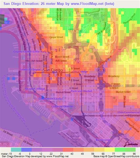 Elevation of San Diego,US Elevation Map, Topography, Contour