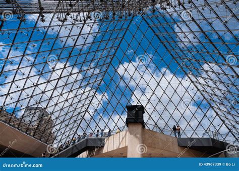 Inside the Pyramid of the Louvre Museum Editorial Stock Image - Image ...