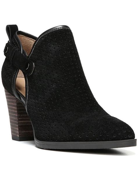 Franco sarto Dakota Side Cutout Perforated Suede Booties in Black | Lyst