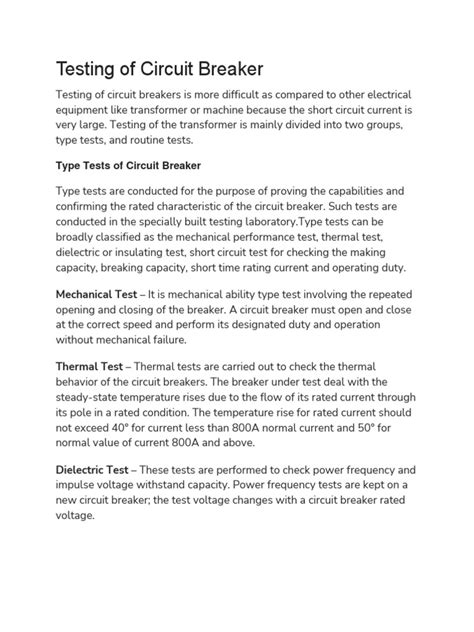 Testing of Circuit Breaker | PDF | Physical Quantities | Electrical ...