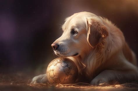 Premium AI Image | A golden retriever with a golden ball