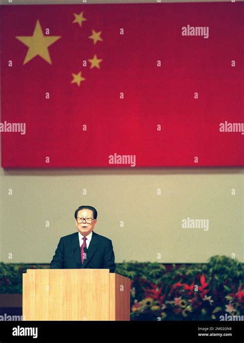 Jiang Zemin , President of the People's Republic of China , speaks ...