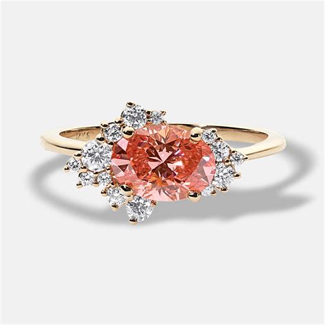 Stunning 14K Yellow Gold and 1.24ct Oval Shaped Fancy Pink Diamond Engagement Ring