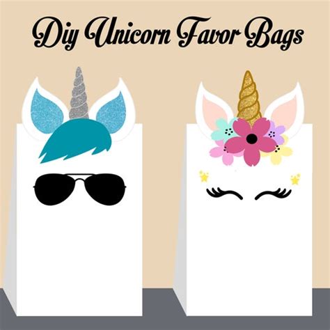 Printable Unicorn Favor Bags. DIY Unicorn Party Bags. Pink and - Etsy