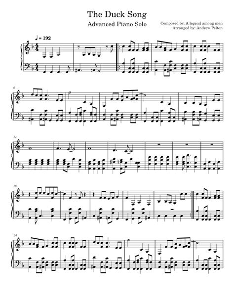 The Duck Song – Bryan Oden The Duck Song - Advanced Piano Solo Sheet music for Piano (Solo ...