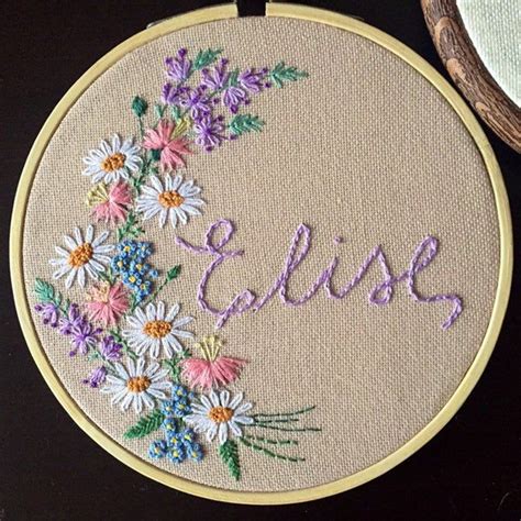 Custom Name Wreath Embroidery Hoop Art / Hand Stitched | Etsy Hand Embroidery Projects, Hand ...