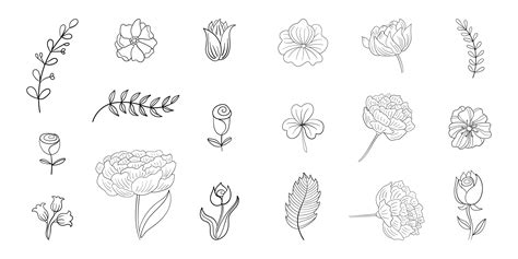 Set of Simple Flower Line Doodles 952679 Vector Art at Vecteezy