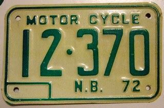 NEW BRUNSWICK, 1972 ---MOTORCYCLE LICENSE PLATE | Jerry "Woody" | Flickr