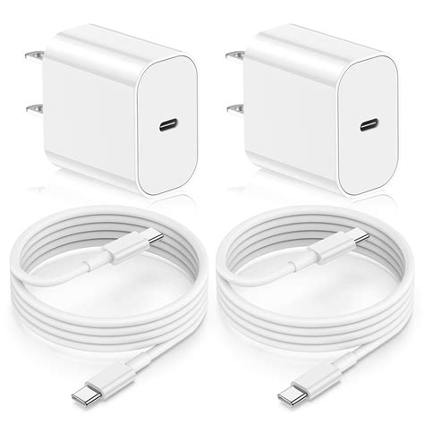 iPhone 15 USB C Fast Charger, 2 Pack 20W Fast Charging Wall Charger Block Adapter and 6ft USB C ...