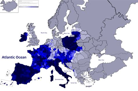 Detailed Map of the Catholic Dioceses and Baptized People in Europe - Vivid Maps