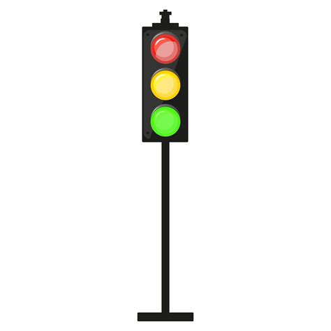 Traffic lights post. Night set in cartoon style. Red light above green and yellow in between ...