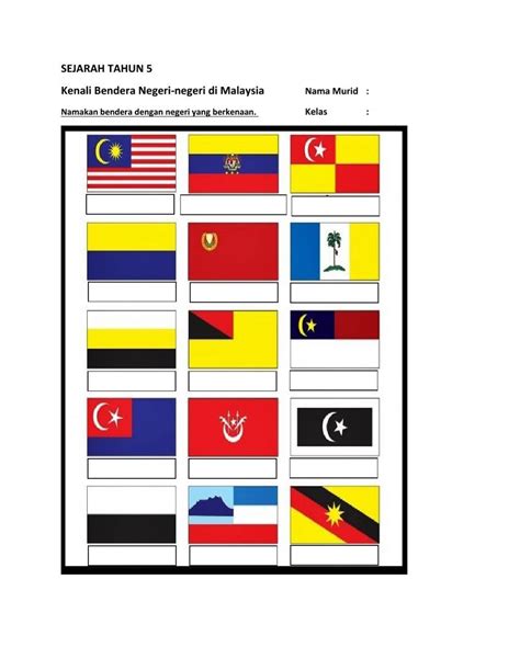 Bendera negeri-negeri di Malaysia worksheet School Subjects, Google Classroom, Workbook ...