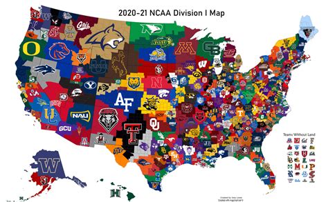 NCAA Division 1 Map (2020-21 edition) : MapPorn