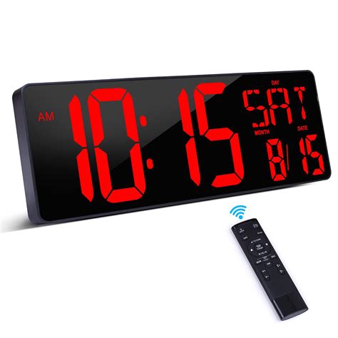 XREXS Large Digital Wall Clock with Remote Control, 16.5 Inch LED Large Display Count Up & Down ...