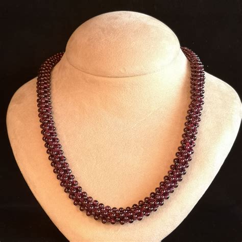 Garnet Beaded Necklace Natural Purple Garnet Beaded Necklace | Etsy ...