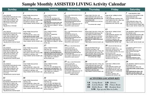 Sample Monthly ASSISTED LIVING Activity Calendar - PDF | Work ideas | Pinterest | Assisted ...