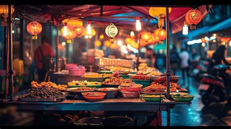 Premium Photo | Nighttime Street Food Market