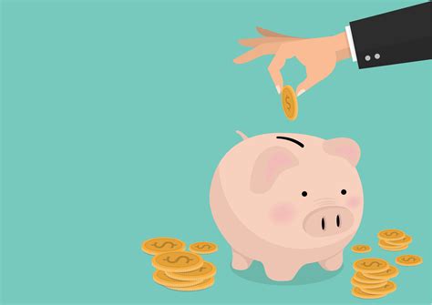 flat illustration Hand putting coin a Piggy bank money savings concept of growth 670792 Vector ...