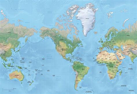 Vector map of world relief mercator ~ Graphics ~ Creative Market