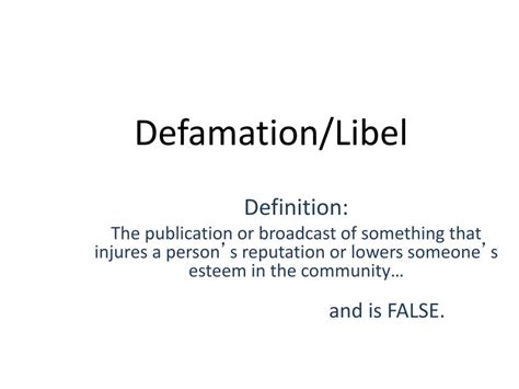 PPT - Defamation/Libel PowerPoint Presentation, free download - ID:5360980