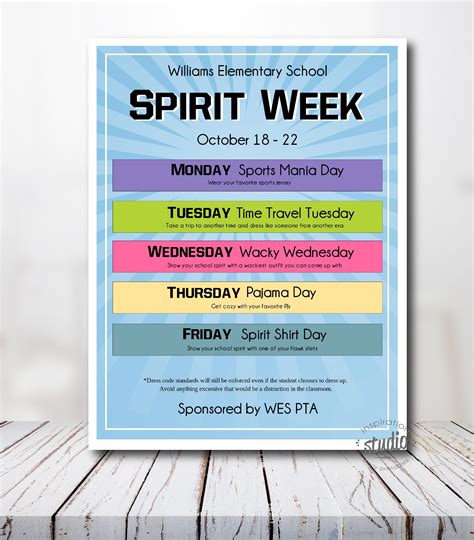 School Spirit Week Posters