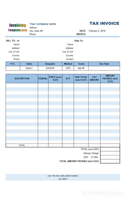 Free Excel Invoice Template Australia | Invoice template, Invoice ...