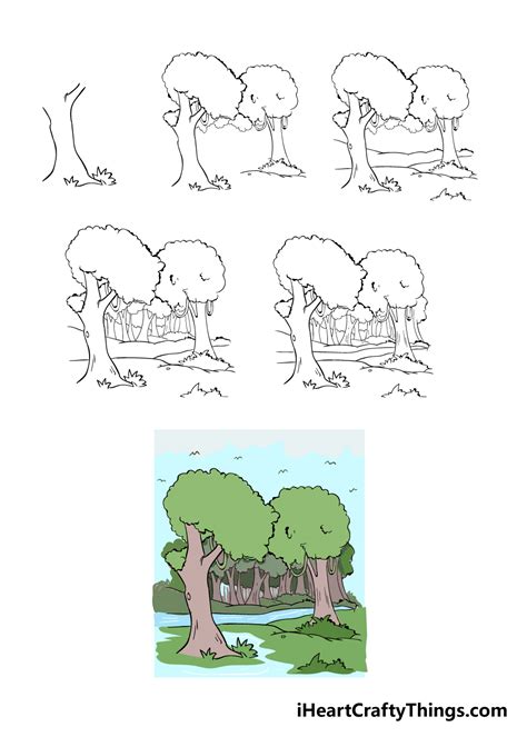 Forest Drawing - How To Draw A Forest Step By Step