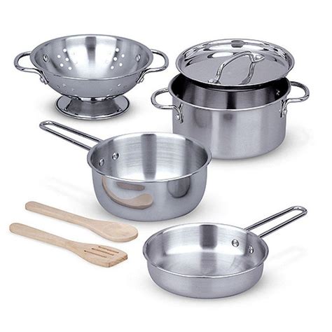 Melissa & Doug Stainless Steel Pretend & Play Pots & Pans