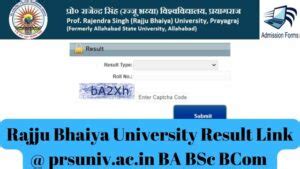 Rajju Bhaiya University Result 2024 Link @ prsuniv.ac.in BA BSc BCom MA ...