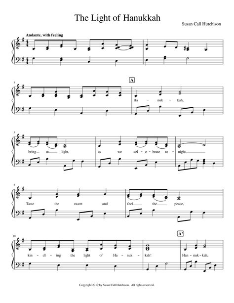 The Light of Hanukkah - Susan Call Hutchison Sheet music for Piano (Solo) Easy | Musescore.com