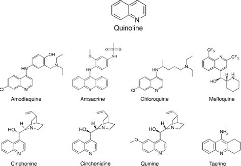 Chemical structures of the eight quinoline derivatives found to have... | Download Scientific ...