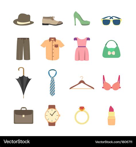 Fashion and clothes accessories icons Royalty Free Vector