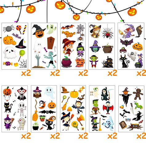 Glow in the Dark Halloween Temporary Tattoos for Kids - 190 pcs Trick or Treat Gift with Ghost ...