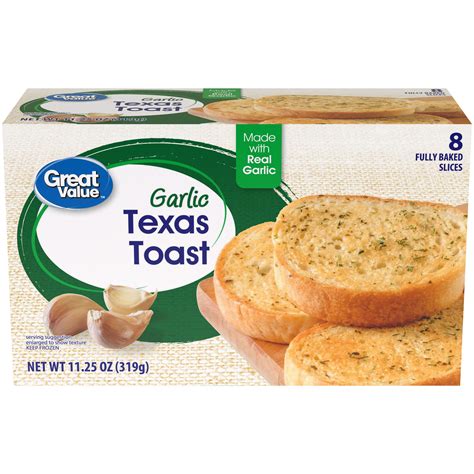 Great Value Garlic Texas Toast, 8 count, 11.25 oz - Walmart.com | Texas ...