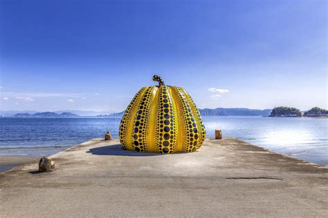 NAOSHIMA, JAPAN. JUNE 2: Yayoi Kusama`s Giant Pumpkin Sculpture in ...