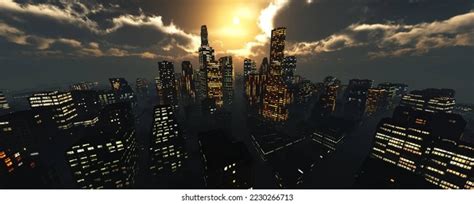 Beautiful Night City Top View 3d Stock Illustration 2230266713 | Shutterstock