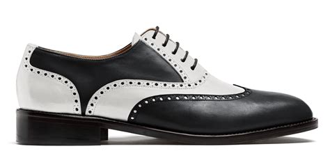 Full Brogue shoes in white & black leather