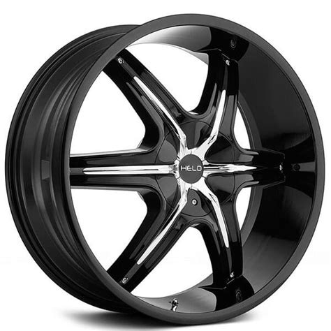 20" Helo Wheels HE891 Gloss Black with Chrome Accents Rims #HLO014-1