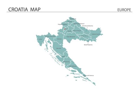 Croatia map vector on white background. Map have all province and mark ...