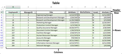 Excel Data Analysis - Tables